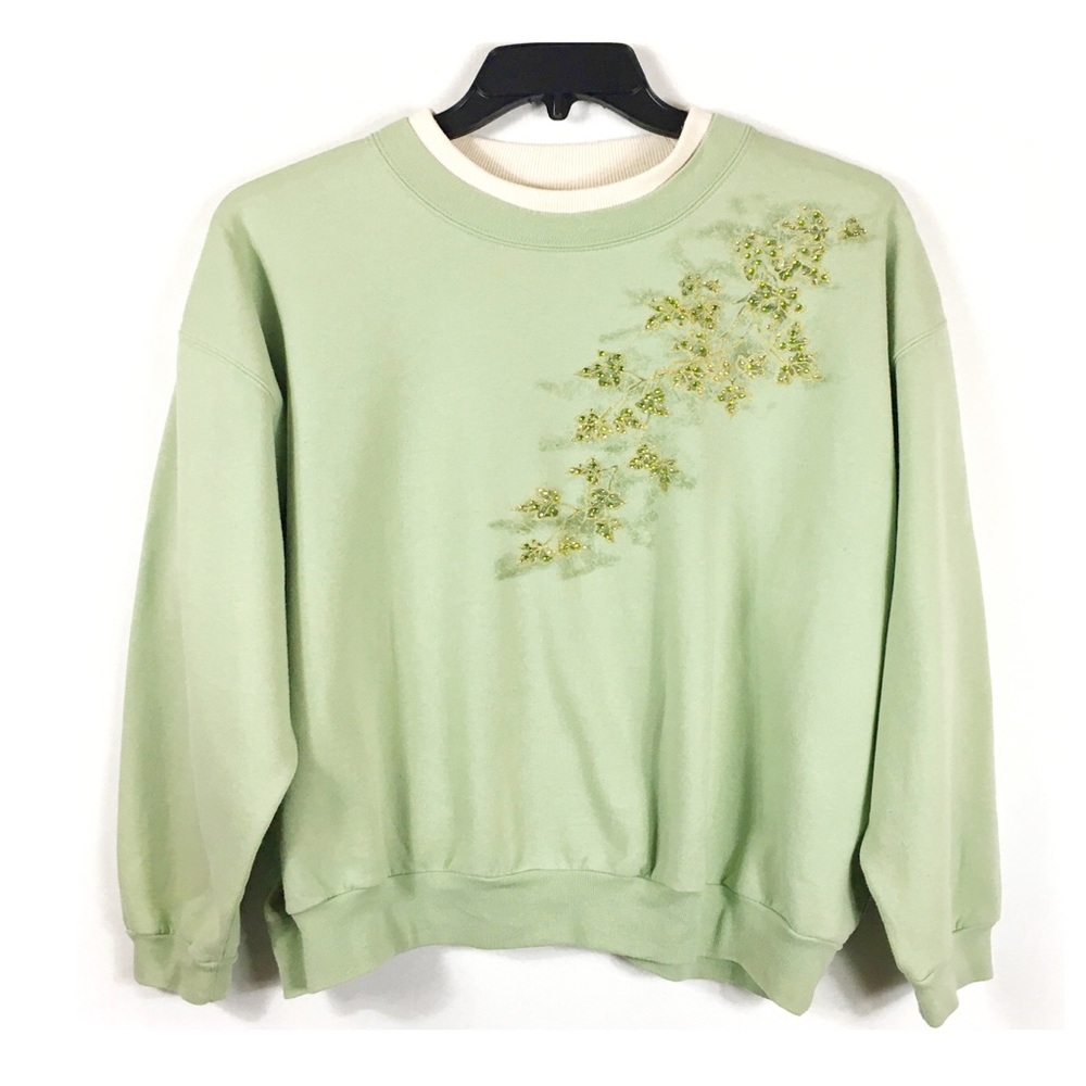Vintage 90s Flower by Morning Sun Green Sweatshirt